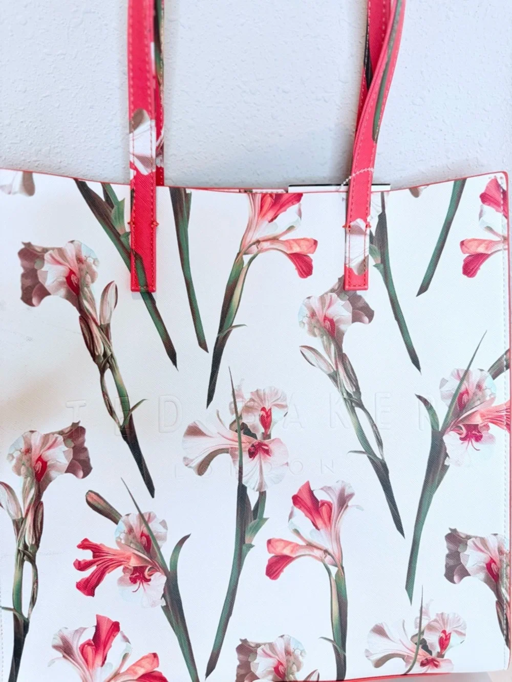 Ted Baker The Icon White Coral Iris Floral Print Large Tote Bag NWT
